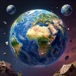 A ruined cosmos of broken planet earths by Daniel Sampere. Hyperdetailed. 8K Resolution. Comic Illustration. HD. 16k resolution Behance HD HDR volumetric lighting polished.