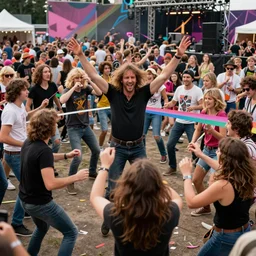 Pink Floyd moshpit, people are dancing around in the Pink Floyd moshpit, Real Event, Historical Event, Realistic, HDR
