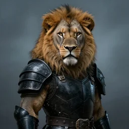 a award winning portrait commission of an anthropomorphic apbino lion wearing black armor, digital art, photorealistic, art by greg rutkowski, dramatic, pro lighting, cool