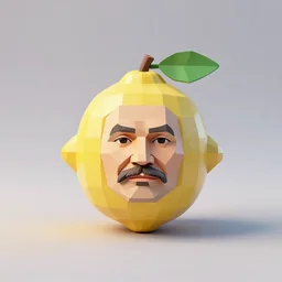 low poly model of a lemon with Vladimir Lenin's face on it