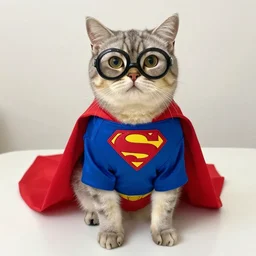 cat dressed as superman