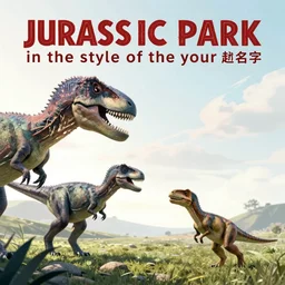 “ jurassic park in the style of the your name movie poster ”