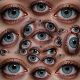 detailed photograph of eyes so many eyes lots of eyes staring uncomfortable psycadalic surreal bending waves of eyes and painful dark horrid