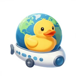 a rubber duck in a space ship, taking over earth, illustration, digital art