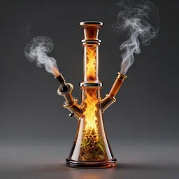 cannabis bong water pipe, fire, smoke, octane render, 8 k, ultra hd, unreal engine 5, ray tracing