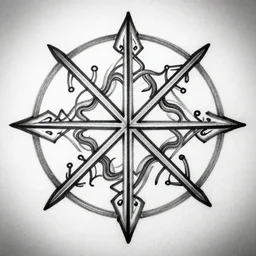 complicated complex magical galdrastafir / sigil. charcoal symbol on paper, black and white, straight lines