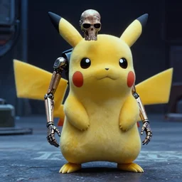 film still frrom the terminator ( 1 9 8 4 ) pikachu as the terrminator
