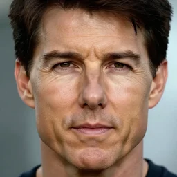 close-up photography of someone wearing Tom Cruise's face