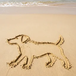 dog made out of sand dog made out of sand dog made out of sand on beach dog made out of sand low polygon