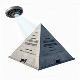 realistic space mothership in the shape of pyramid with book tractor beam on white background, art by james o barr and albrecht durer, woodblock print, engraved, black and white, vector, vector art