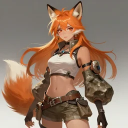 stunningly beautiful female anthropomorphic fox character in a rock outfit character illustration by Kwon young jin trending on ArtStation, deviantart, SFW version, high detail, stylized portrait H 704