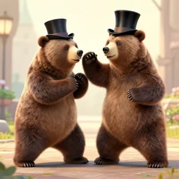 Markipler Fighting a bear with a top hat