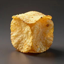 A potato chip shaped like a perfect cube