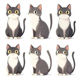 iron cat design, character sheet, Moebius, Greg Rutkowski, Zabrocki, Karlkka, Jayison Devadas, Phuoc Quan, trending on Artstation, 8K, ultra wide angle, zenith view, pincushion lens effect.
