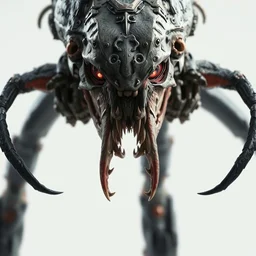 frontal view. bifurcated jaw. chelicerae. artstation greg rutkowski, octane render, unreal engine 6, epic game graphics, titanfall pilot. respawn, cyberpunk, conceptual art, ray tracing