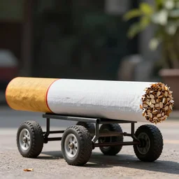 a very large cigarette on 4 wheels