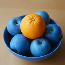 a blue orange in a bowl of apples