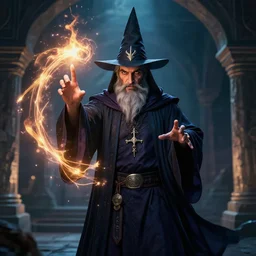 wizard casting a light spell, ismail inceoglu