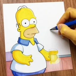 homer sipmson pensil art,