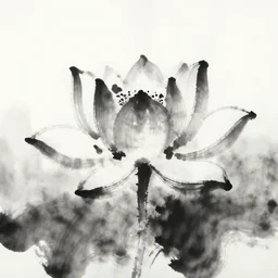 zen calligraphic lotus, ink