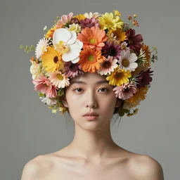 woman with a head made from flowers by victo ngai