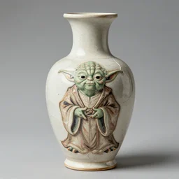 vase work, ancient vase art of yoda in art style of chinese art, fragmented clay firing chinese vase with an yoda in the style of ancient chinese art, ancient chinese art!!!!! chinese art