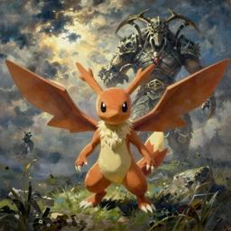 Mewtwo (From Pokémon), elden ring boss, matte painting, detailed, elden ring, oil on canvas