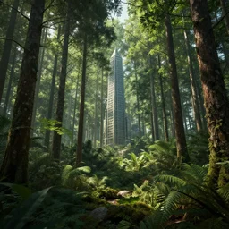 forest city in the trees, highly detailed, 8 k, hdr, award - winning, octane render, artstation, volumetric lighting