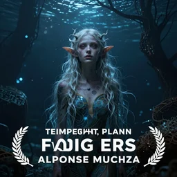 a beautiful fearie at night, deep sea cyberpunk, dark moody lighting, by jeremy mann and alphonse mucha, dramatic lighting, ethereal, stunning, breathtaking, awe - inspiring award - winning, 8 k