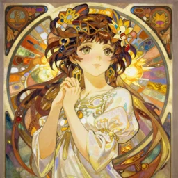 character from touhou project, painting by alphonse mucha, anime girl, beautiful, cute,