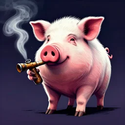a hairy pig smoking a blunt, speed digital art, angular
