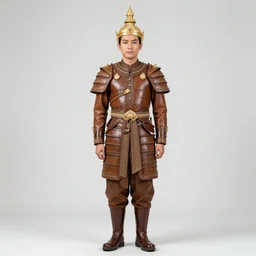 full body portrait of king ramkhamhaeng the great, leather armor, tai ethnic group leader, highly detailed, digital painting, watercolor, artstation, concept art, smooth, sharp focus, illustration