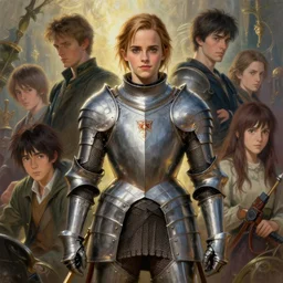highly detailed painting of emma watson wearing a knight armor, stephen bliss, 8 k, by greg rutkowski, loish, rhads, artgerm, ferdinand knab, makoto shinkai and lois van baarle, ilya kuvshinov, rossdraws, global illumination, radiant light, detailed and intricate environment
