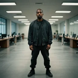 kanye west in a long empty office building, the backrooms, dramatic lighting, 4 k, highly detailed