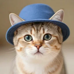 a photograph of a kitten wearing a hat