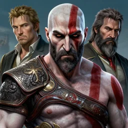 a highly detailed beautiful portrait of adam levine as kratos, by gregory manchess, james gurney, james jean
