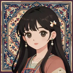 cute anime girl in the style of persian miniature art, by aqa mirak, reza abbasi museum, intricate, high details, high quality, hd
