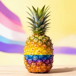 a pineapple colored with colors of the trans flag 🏳⚧🍍