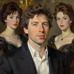 portrait of sam altman, close up shot, soft lighting, warm lights, super detailed, old money clothes, glamour models, painting by sargent and leyendecker, studio ghibli, asymmetrical intricate elegant illustration hearthstone, by greg rutkowski by greg tocchini by craig mullins