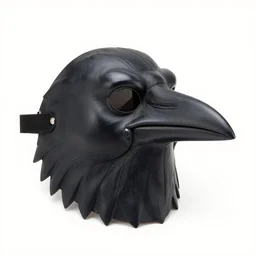 a leather mask in the shape of a raven, by norman rockwell