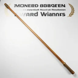 picture of a single wooden long straight thin ninja staff, weapon, highlight, sci - fi, fantasy, dnd, close shot, bright uniform background, award winning