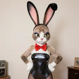cat cosplaying jessica rabbit