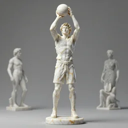 a statue made of white marble with gold veins, of corn playing basketball, transhumanism, full body shot, perfect symmetrical body, perfect symmetrical face, hyper realistic, hyper detailed, by johannen voss, by peter kemp, by monia merlo, by michelangelo, by ernst haeckel, by alex grey, octane render, blender, 8 k, cinestill
