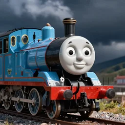 the most smug looking Thomas the tank, rendered in redshift