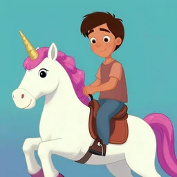 portrait of himan riding an unicorn and, pixar style, by tristan eaton stanley artgerm and tom bagshaw.
