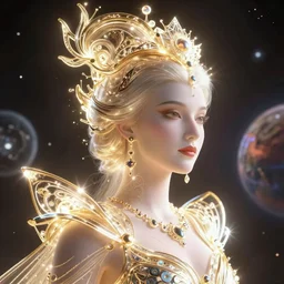 portrait of the powerful empress of the solar system in the style of charlie bowater and in the style of donato giancola. glowing, ornate and intricate linework, sharp focus, stunning, dynamic lighting, ultrafine and hyperdetailed.