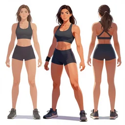a gorgeous athletic crossfit fitness wonderwoman, reference sheet, artstation, concept art, vibrant colors!, smooth, sharp focus, illustration, fantasy style, ray tracing, hyperdetailed, art by hieronymus bosch and francisco goya and norman rockwell and artgerm and alphonse mucha and greg rutkowski