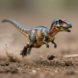 action photography, long shot, award winning macro photo of a tiny ultra detailed dinosaur running fast in mud, dirt and dust, fast shutter speed, motion blur, tiny gaussian blur, highly detailed, highly intricate, depth of field, national geographic