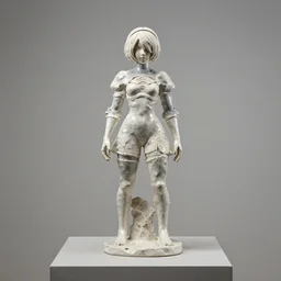 a contemporary ceramic sculpture on a plinth, by victo ngai, by hikari shimoda, by tracie grimwood, in the style of nier automata and astroneer, plain background