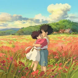 a vibrant heartwarming landscape full of emotion. cgsociety masterpiece, artstation trending, by rossdraws, ghibli, Kimi no Na wa, greg rutkowski